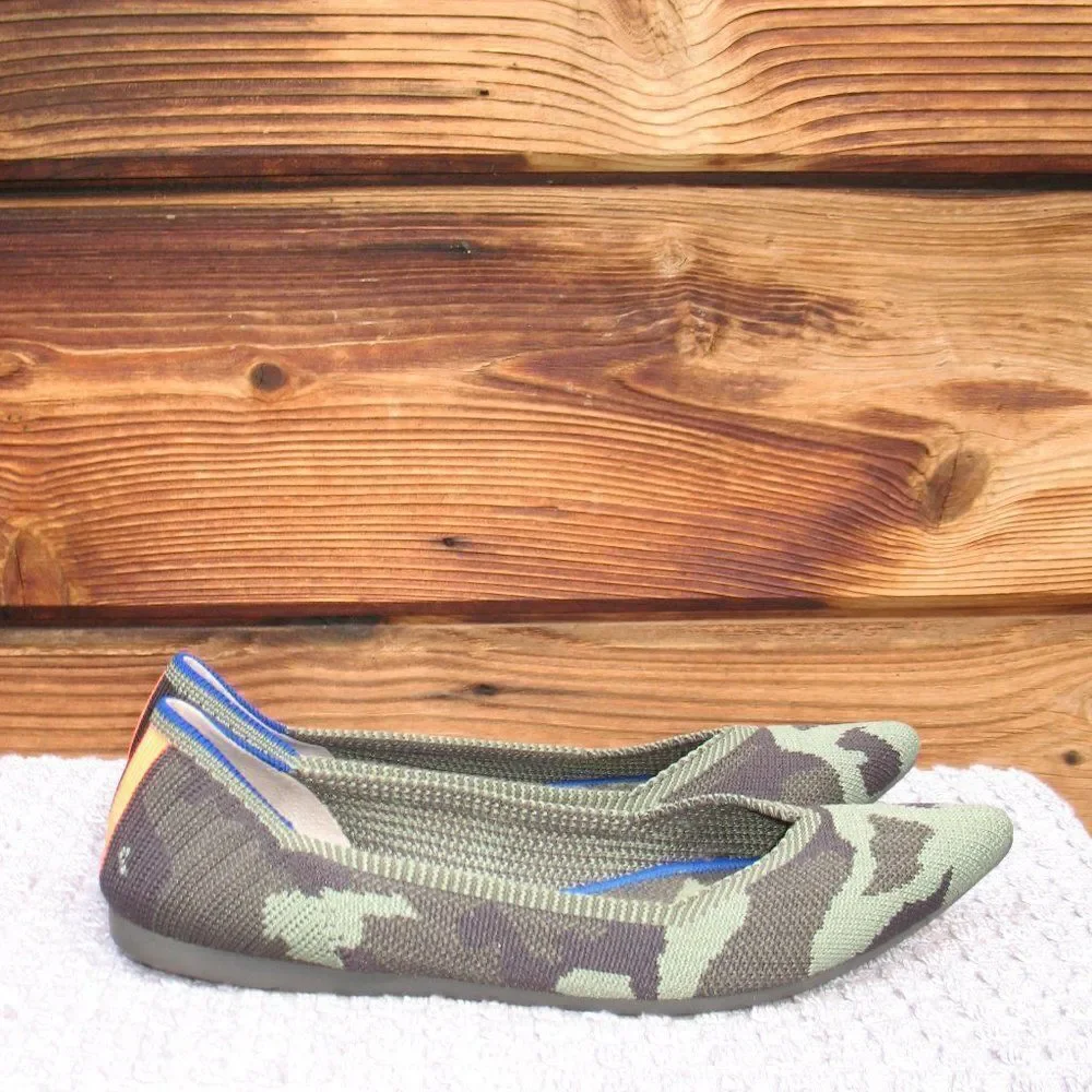 Rothy's The Point Olive Limited Edition Camo Flats Loafers